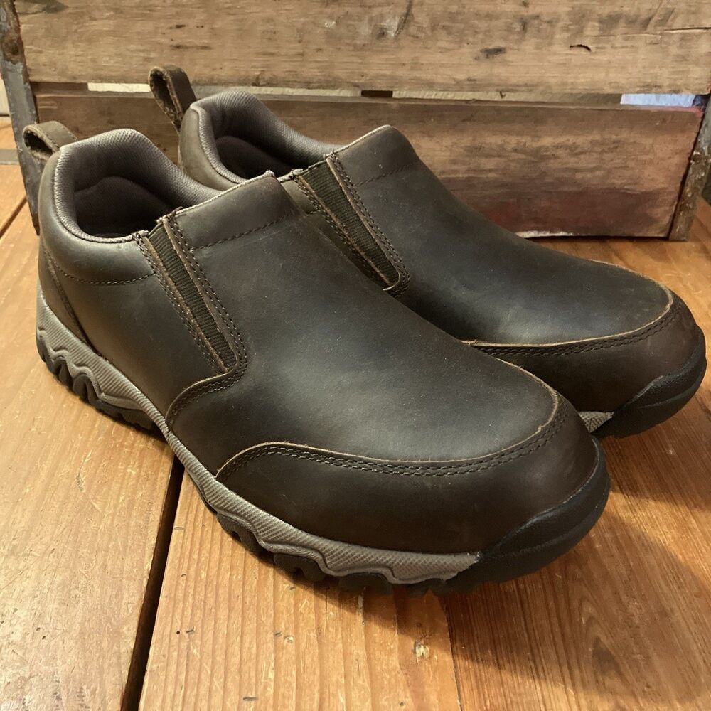 Duluth Trading Men Wild Boar Leather Slip Resistant Moc Shoe Size 10.5 49521